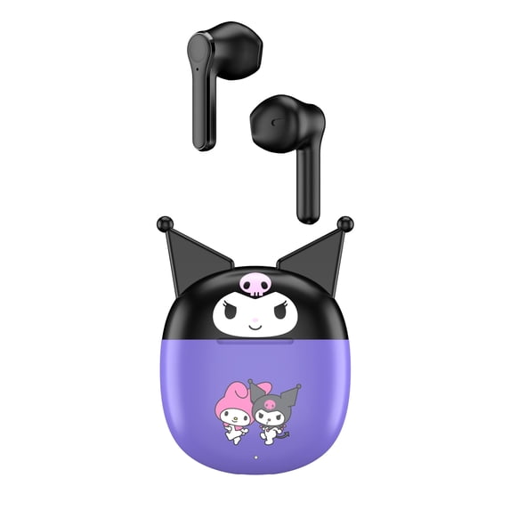 Hello Kitty Bluetooth Wireless Earbuds with Mic and Charging Case, Purple