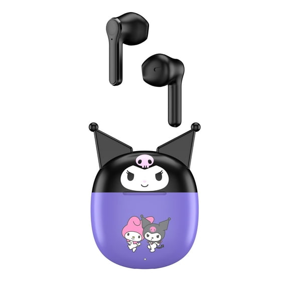 Hello Kitty Bluetooth Wireless Earbuds with Mic and Charging Case, Purple