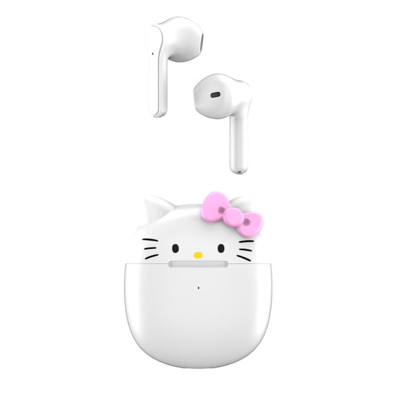 Hello Kitty Bluetooth Wireless Earbuds with Charging Case, Pink/White