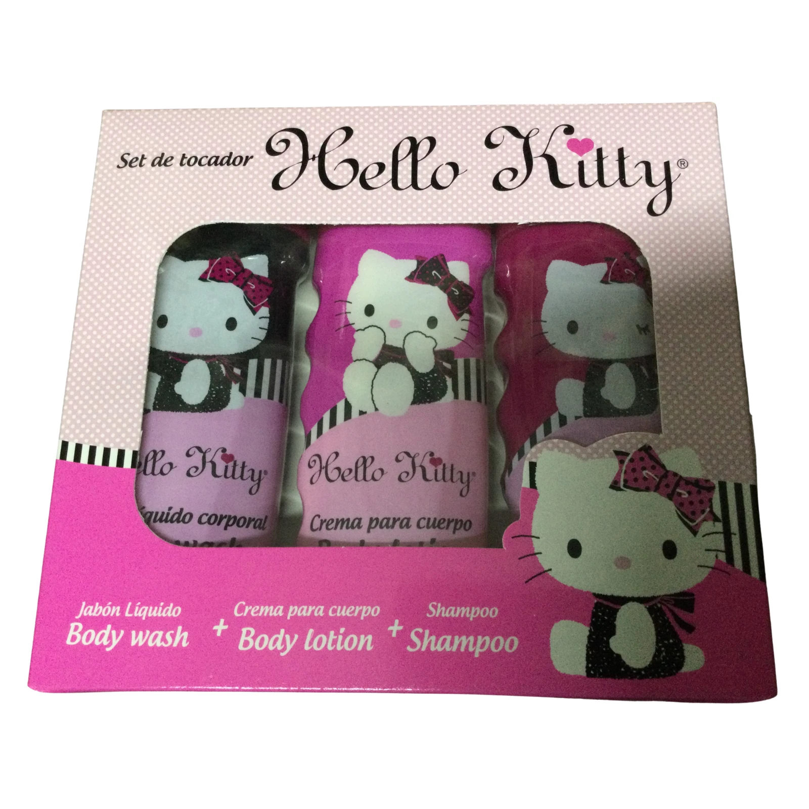 Hello Kitty Body Wash + Body Lotion + Shampoo Set de tocador NEW.