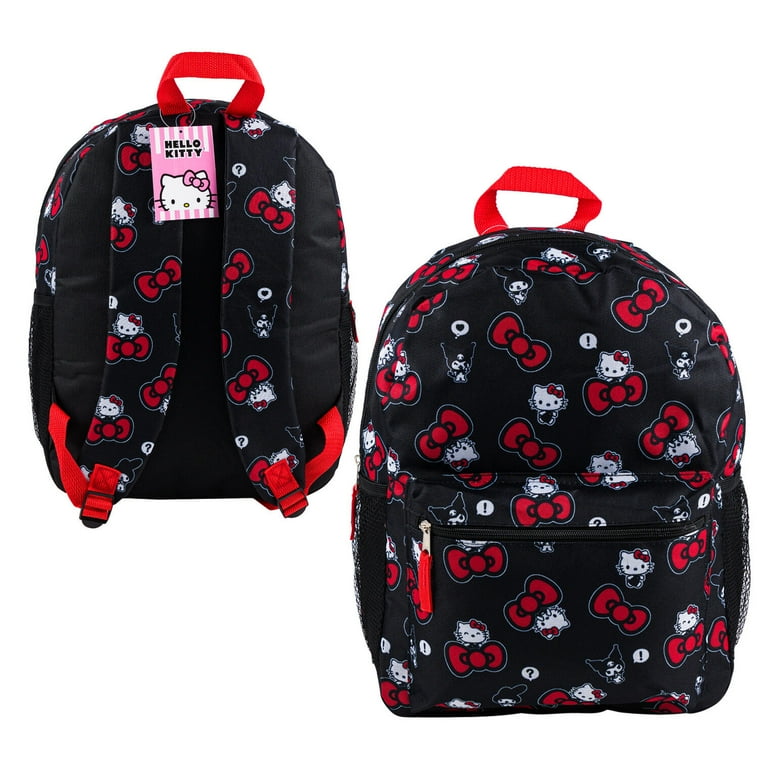 Hello Kitty Bow Allover Print Black Large 16 inches School Backpack Walmart