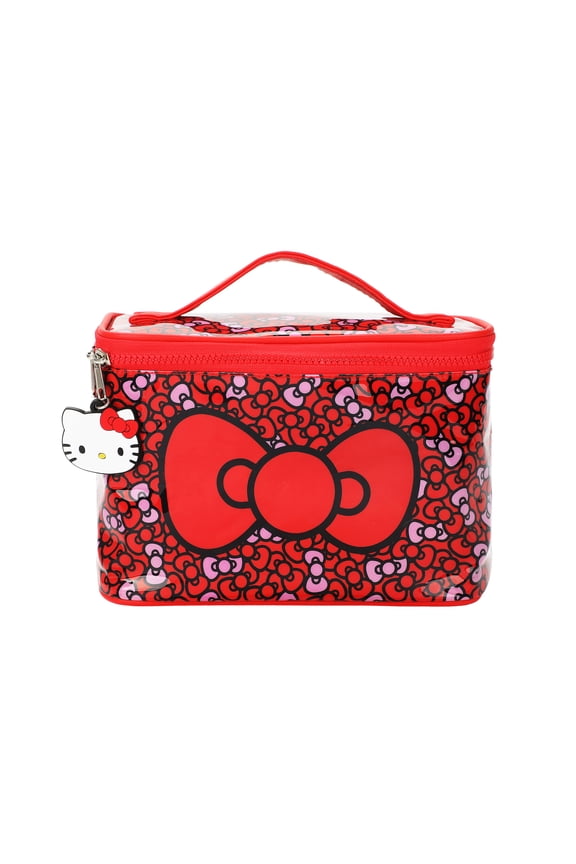 Hello Kitty Bows Clear Plastic Printed Cosmetic Case
