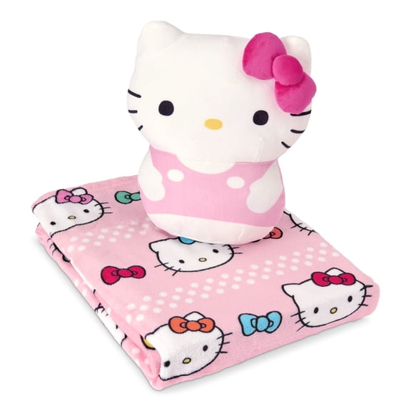 Hello Kitty Bowtastic Hello Silk Touch Throw Blanket, 50x60 inches and 11 inch Plush Set