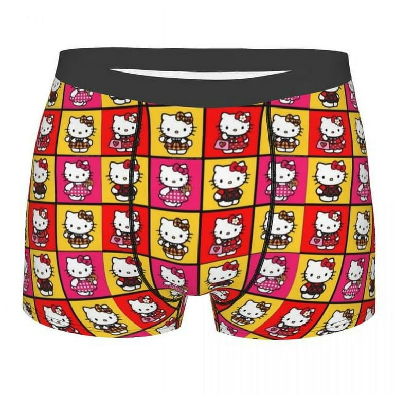 Hello Kitty Boxer Shorts For Homme 3D Printed Cat Cartoon Underwear Panties Briefs Stretch Underpants