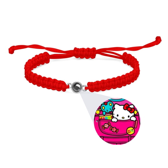 Hello Kitty Bracelets Support Customized Projection Bracelets with Photos Women's Italian Style Bracelets, Memorial Gifts for Women/Men/Family Red