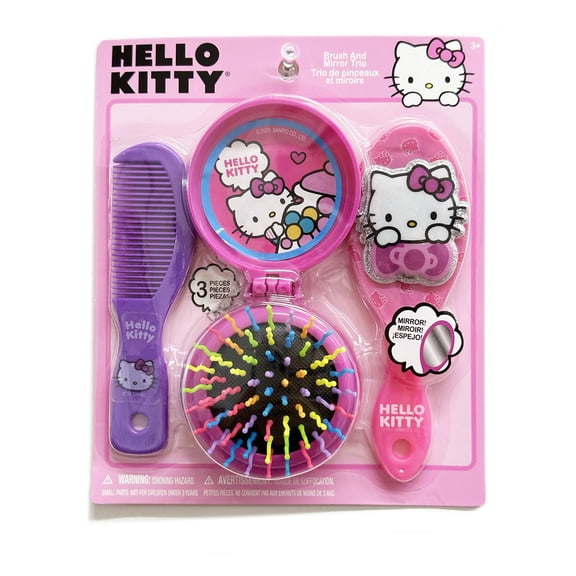 Hello Kitty Grooming Kit, Includes 1 Mirror, 1 Brush, 1 Pop Up Brush, 3 Piece