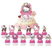 Hello Kitty Cake Topper Cupcake Set Party Supplies Decoration Birthday Decor Kit