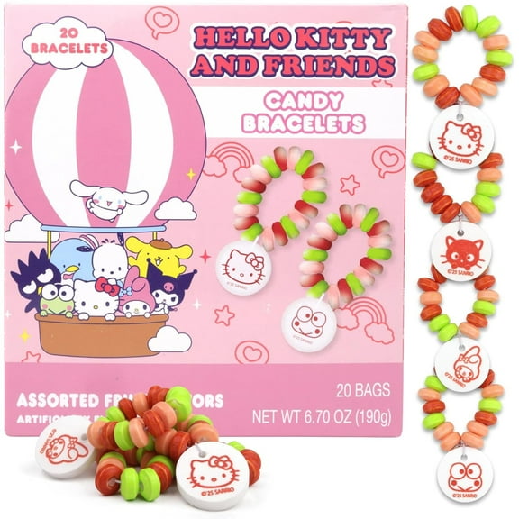 Hello Kitty Candy Bracelets, Birthday Party Favors, 20 Count, 6.70 Ounce Box