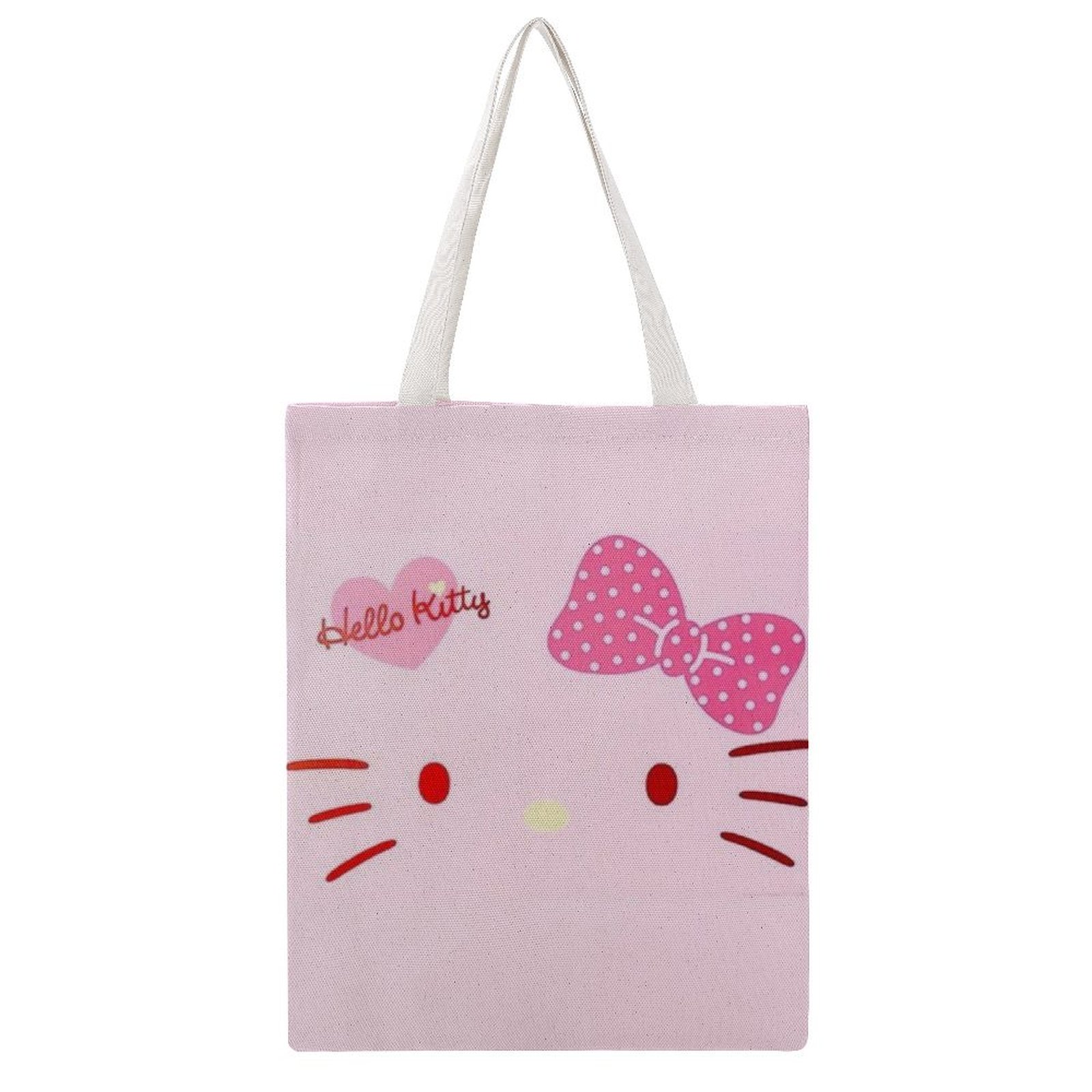 Canvas Tote Bag For Women - Cute Cat Design Reusable Grocery Shopping Bag, Aesthetic Gift Bag (White, 12.5x14.5 In)