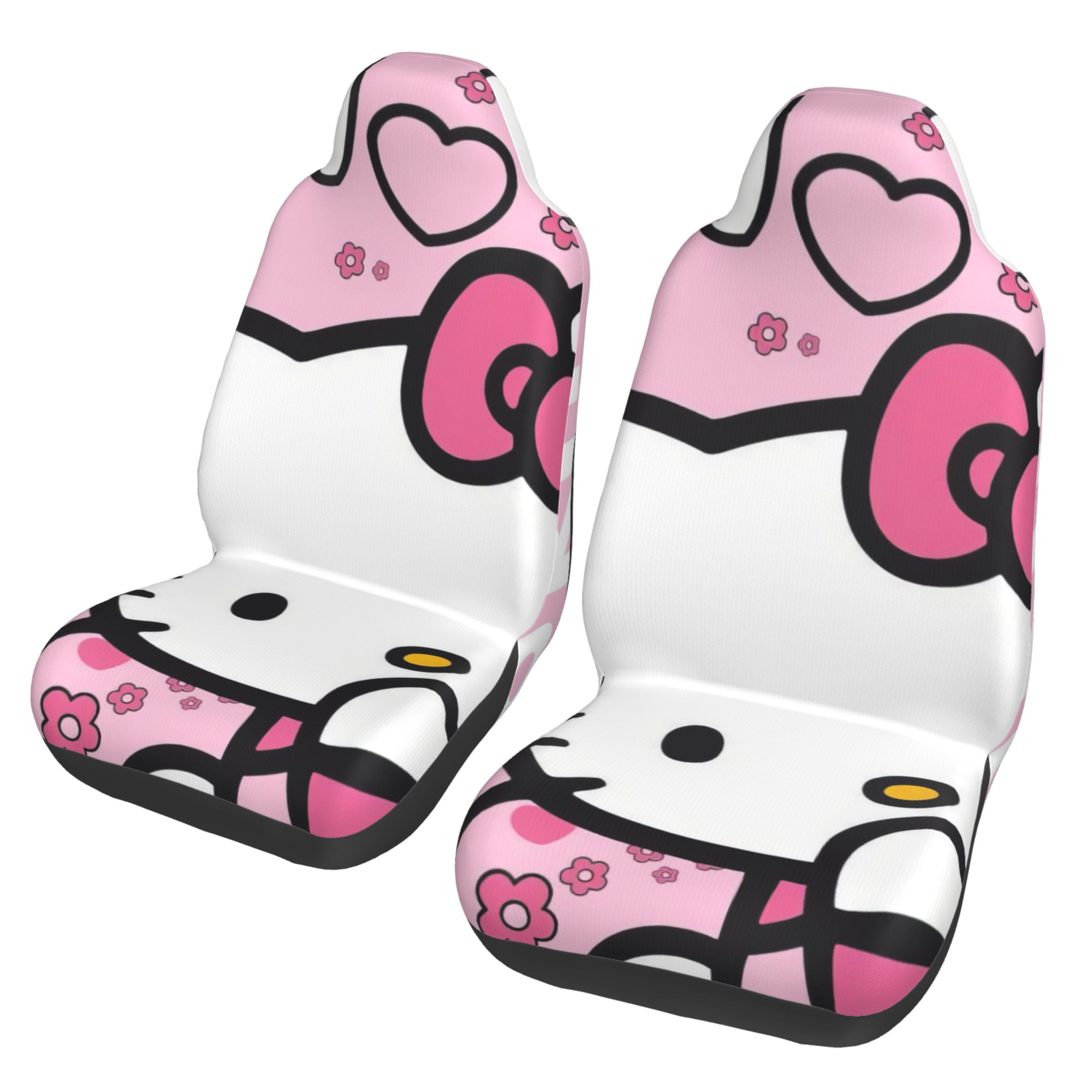 Hello Kitty Car Seat Covers Set of 2 Front Seat Accessories Protector Cover Cushion Auto Car Decor Stretch Elastic Universal Fit for Most Vehicle Car