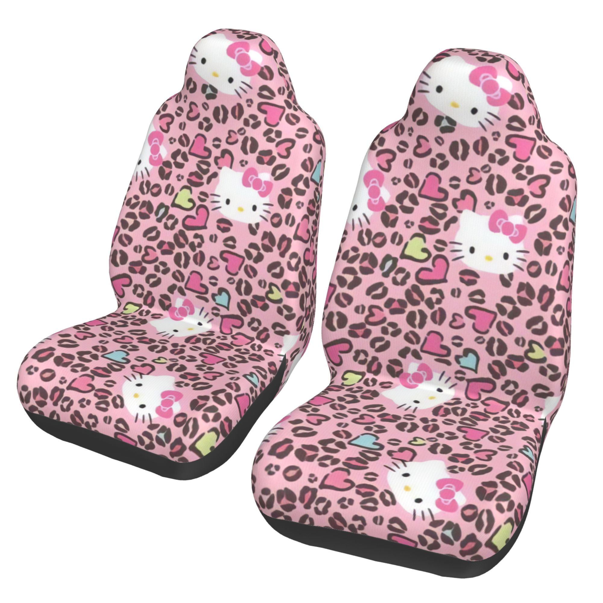 Hello Kitty Car Seat Covers Set of 2 Front Seat Accessories Protector Cover Cushion Auto Car Decor Stretch Elastic Universal Fit for Most Vehicle Car