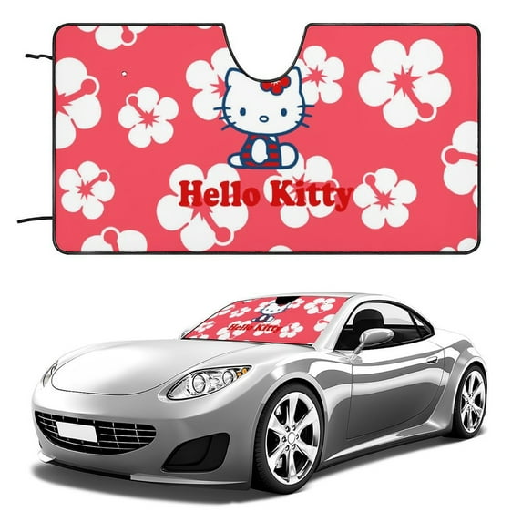 Hello Kitty Car Windshield Sun Shade - Foldable Windshield Sun Shade, Reflector Sunshade, Summer Sunshield for Car Window Shades 51"x28"