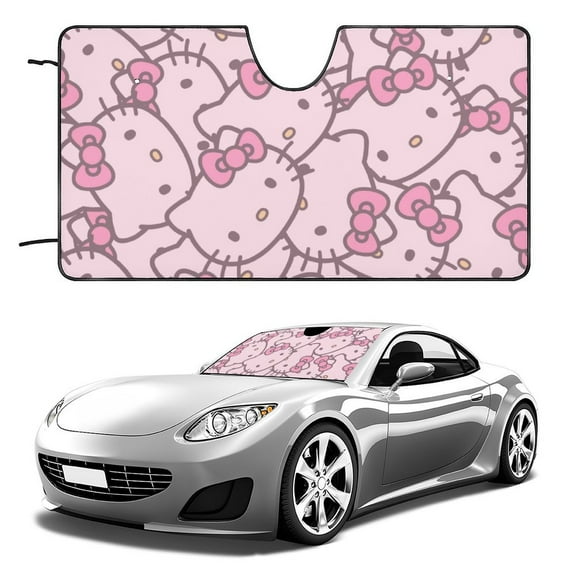 Hello Kitty Car Windshield Sun Shade - Foldable Windshield Sun Shade, Reflector Sunshade, Summer Sunshield for Car Window Shades 51"x28"