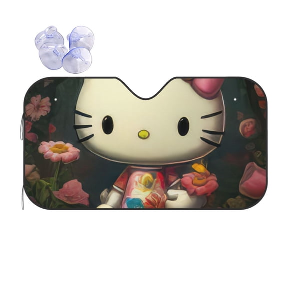 Hello Kitty Car Windshield Sunshades, Front Windshield Sun Shade, Hardened Sun Visor Shield Cover, Foldable Reflector For Car Truck Suv, Keeps Your Vehicle Cool