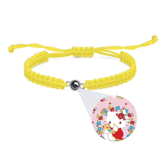 Hello Kitty Cartoon -1 Bracelets Support Customized Projection Bracelets with Photos Women's Italian Style Bracelets, Memorial Gifts for Women/Men/Family Yellow