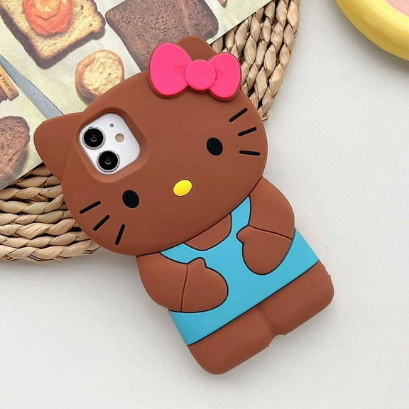 Hello Kitty Cartoon 3D Bow Case For iPhone 16 Pro 15 14 13 11 12 13 Pro Max XR XS MAX 6 7 8 Plus SE Y2K Anti Fall Silicone Case