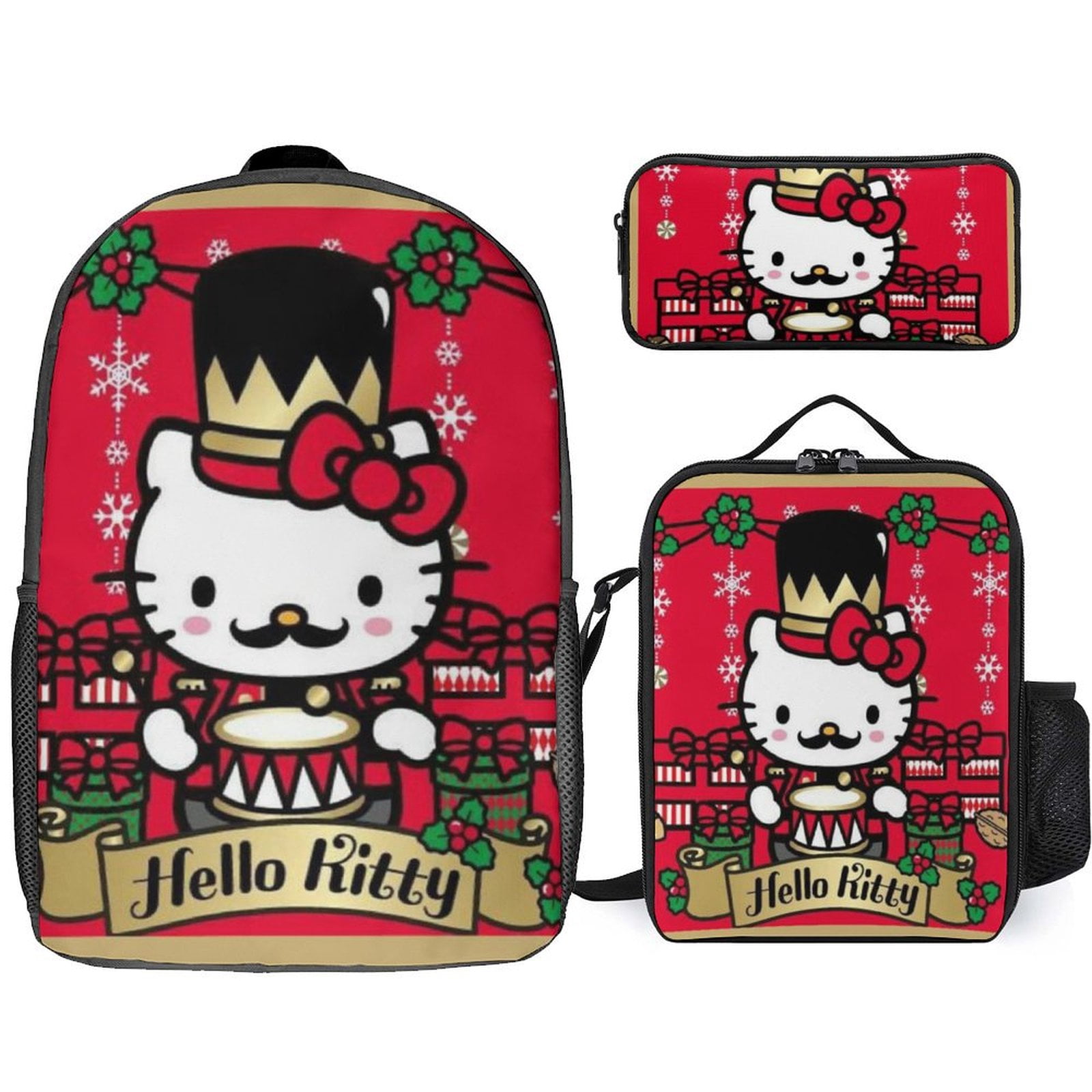 Hello Kitty Cartoon Anime 3 Piece Backpack Lunch Bag & Pencil Case Set ...