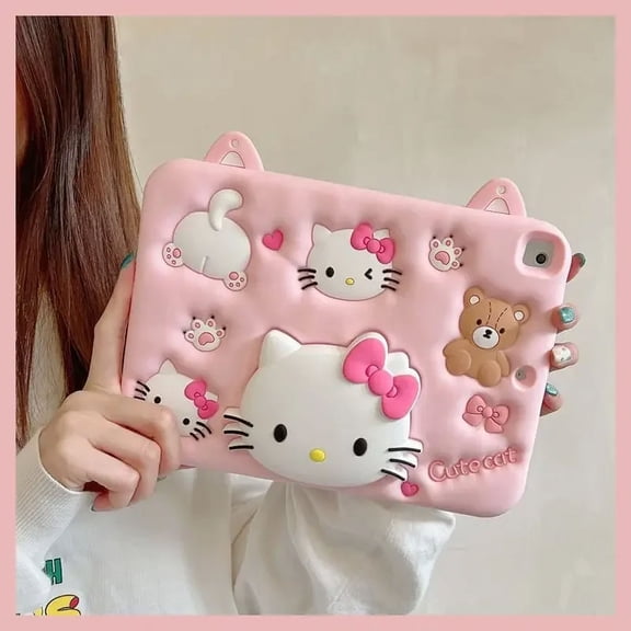 Hello Kitty Cartoon Case for Ipad 2025 A16 11in Case 10th Generation 10.9in Soft Silicone Case Air7 Mini6 7 8.3in Cute Cover Fun