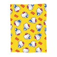 Hello Kitty Cartoon Cute Blankets Flannel Textile Decor Portable