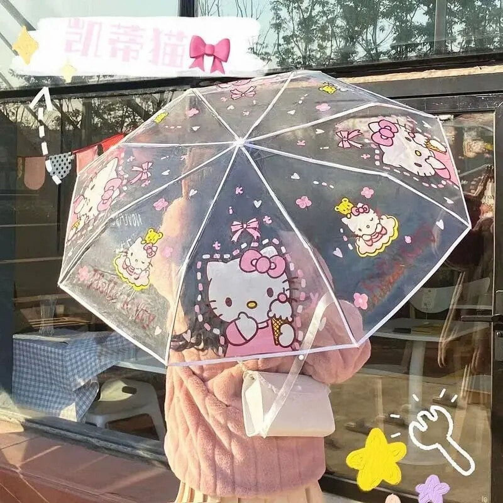 Hello Kitty Cartoon Folding Umbrella My Melody Kuromi Automatic Girl ...