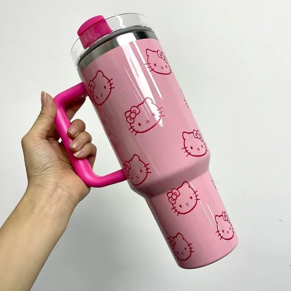 Hello Kitty Cartoon Insulated Stainless Steel Cup 40oz Large Capacity Thermos For Hot And Cold Drinks Cup Gift