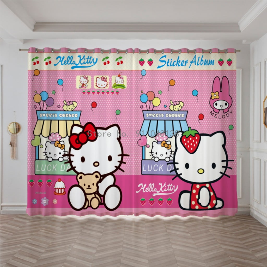 Hello Kitty Cartoon Window Shading Curtains Game Anime Kuromi Mymelody ...