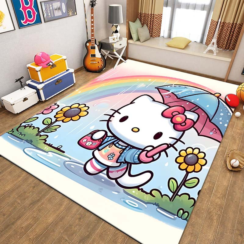 Hello Kitty Cat Cartoon Rug Carpet for Living Room Children Girl ...