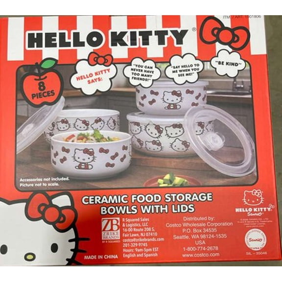 Hello Kitty Ceramic Bowl Food Storage Container with Lids
