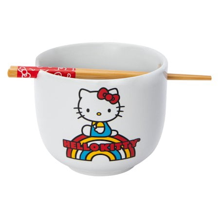 Hello Kitty Ceramic Bowl With Chopsticks