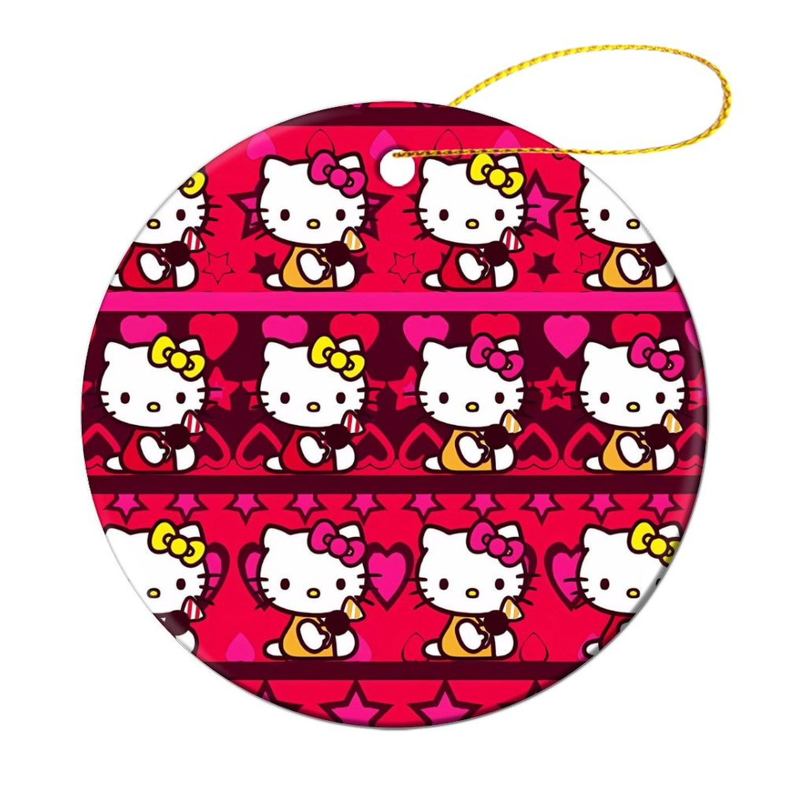 Hello_Kitty Ceramic Christmas Circular Ornament 2024 Doublesided