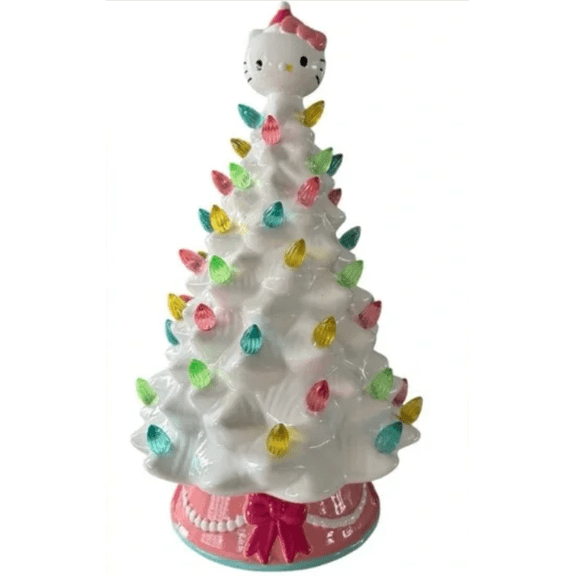 Hello Kitty Ceramic Christmas Tree with Lights - 12 inch