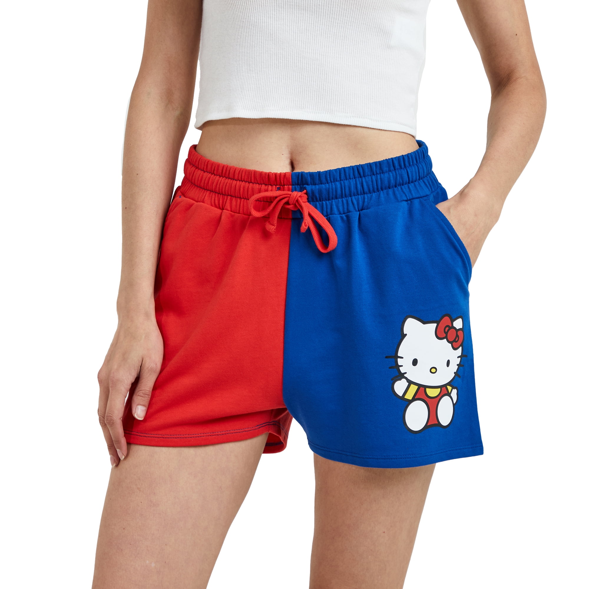 Unisex Cotton Shorts -White and Blue Kitty