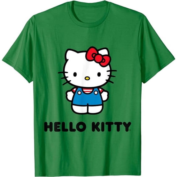 Hello Kitty Character Front and Back T-Shirt Cute 2 sides printed Tee For Men Women Cat Lovers, Irish Green Color, Size M