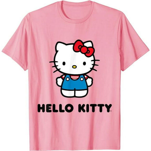 Hello Kitty Character Front and Back T-Shirt Cute 2 sides printed Tee For Men Women Cat Lovers, Light Pink Color, Size L