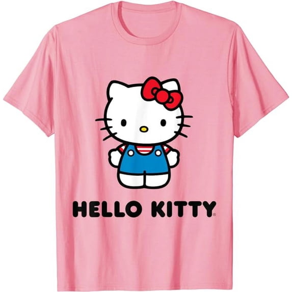 Hello Kitty Character Front and Back T-Shirt Cute 2 sides printed Tee For Men Women Cat Lovers, Light Pink Color, Size S