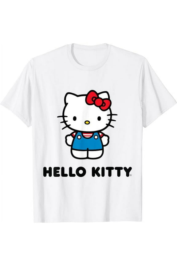 Hello Kitty Character Front and Back T-Shirt Cute 2 sides printed Tee For Men Women Cat Lovers, White Color, Size 2XL