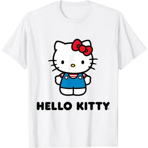 Hello Kitty Character Front and Back T-Shirt Cute 2 sides printed Tee For Men Women Cat Lovers, White Color, Size S