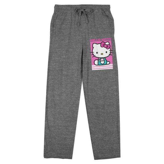 Hello Kitty Character Square Women's Gray Heather Sleep Pajama Pants-Small