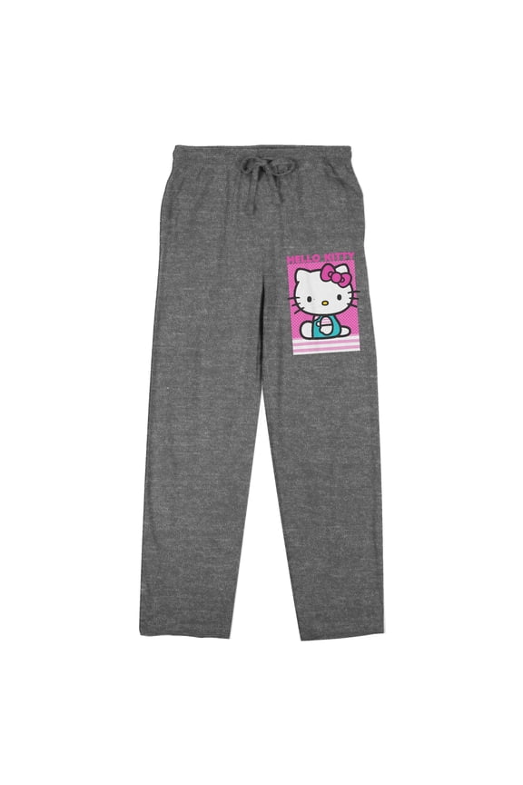 Hello Kitty Character Square Women's Gray Heather Sleep Pajama Pants-XL