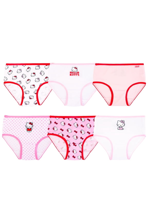 Hello Kitty Character Toddler Girl Briefs Underwear, 6-Pack, Sizes 2T-4T