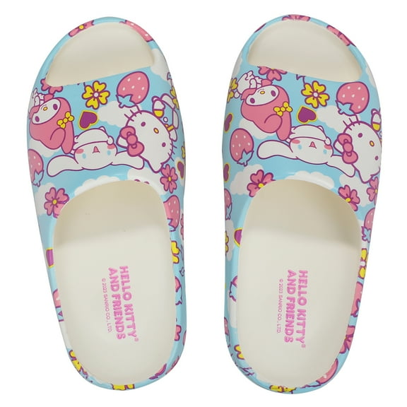 Hello Kitty Character Toss Floral And Cloud Art Women's Slides-Small