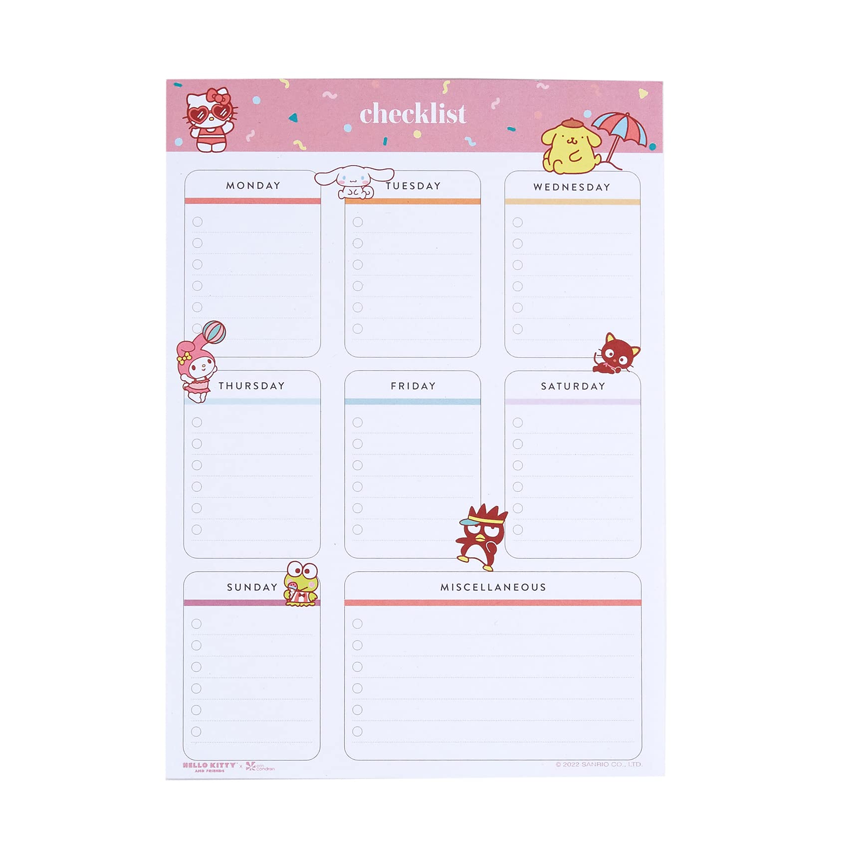 Hello Kitty Taskba Hello Kitty Checklist Notepad - Stay On Top of Daily, Weekly and ...