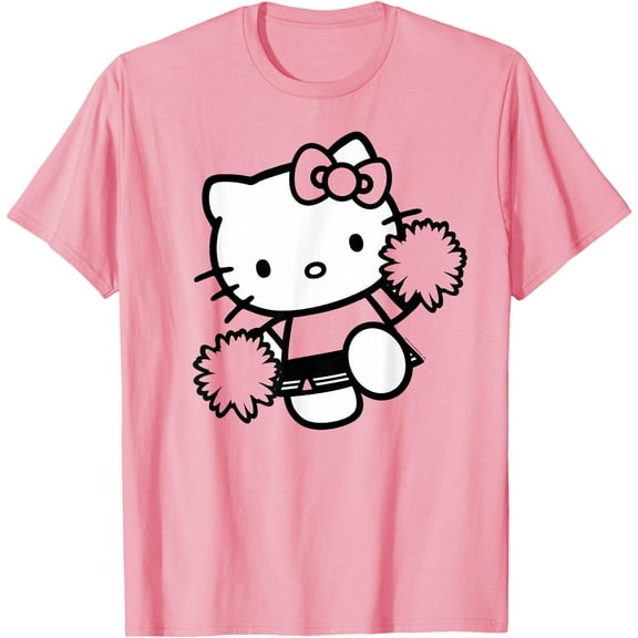 Hello Kitty Cheerleader Squad Team School Color DTG Print Unisex T-Shirt
