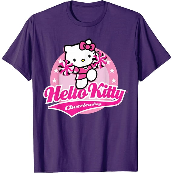 Hello Kitty Cheerleading Cheerleader DTG Print Unisex T-Shirt,Purple Color,Size 2XL