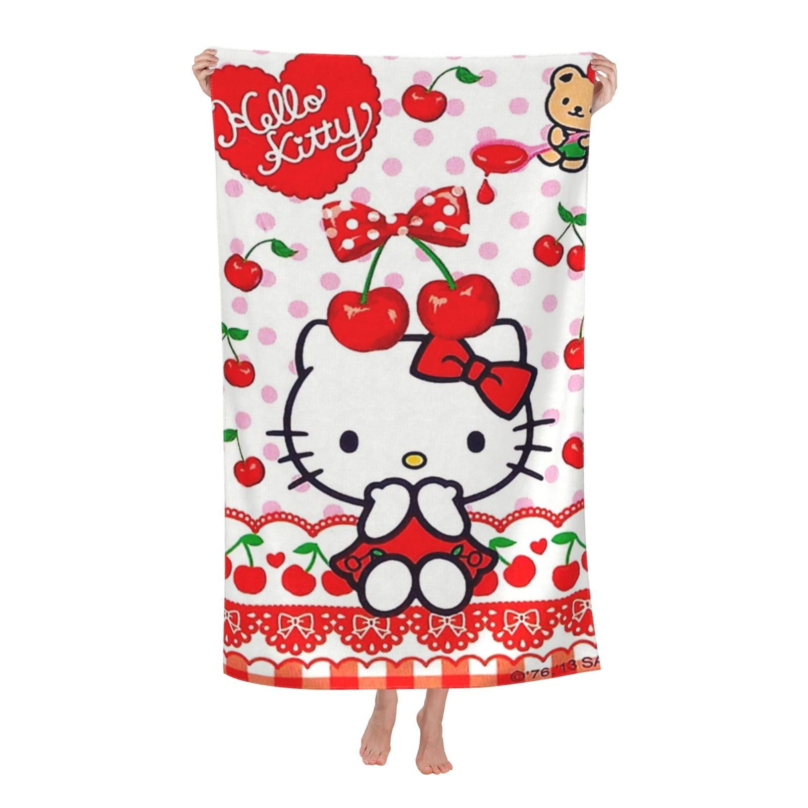 Hello-Kitty And Cherry Beach Towel,Oversized Mircofiber Bath Towels 52 ...