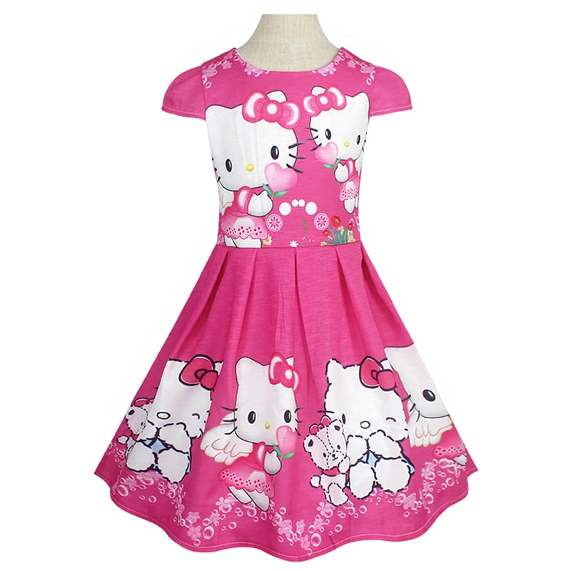 Hello Kitty Children Dresses 2024 Summer Girls Clothes Cartoon Short ...