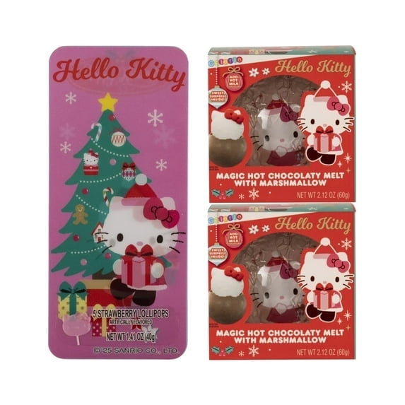 Hello Kitty Chocolate Melt and Strawberry Lollipop Tin Bundle