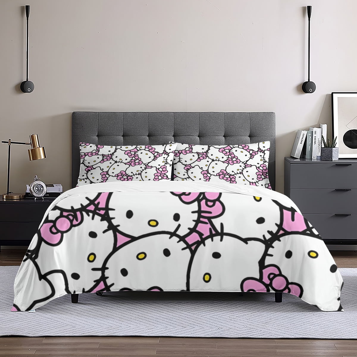 Hello Kitty Christmas Queen Comforter Set, 3pcs Bedding Sets Queen, All Season Lightweight ...