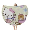 thumbnail image 1 of Hello Kitty Christmas Round Flannel Throw Blanket Plush Soft Polyester Cover for Sofa Bed, Cozy Home Decor Room Essentials Anime Manga Gifts for Teens, Kids 47inch, 1 of 5
