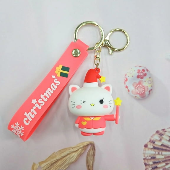 Hello Kitty Christmas Series Soft Rubber Keychain Sanrio Anime Kuromi My Melody Cute Cartoon Backpack Doll Pendant Girls Gifts